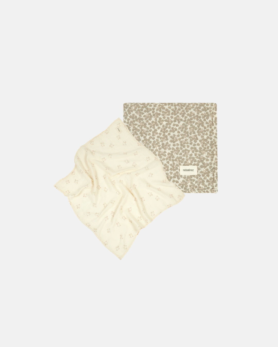 Nobodinoz Organic Cotton Swaddle in Brown and Cream Birds