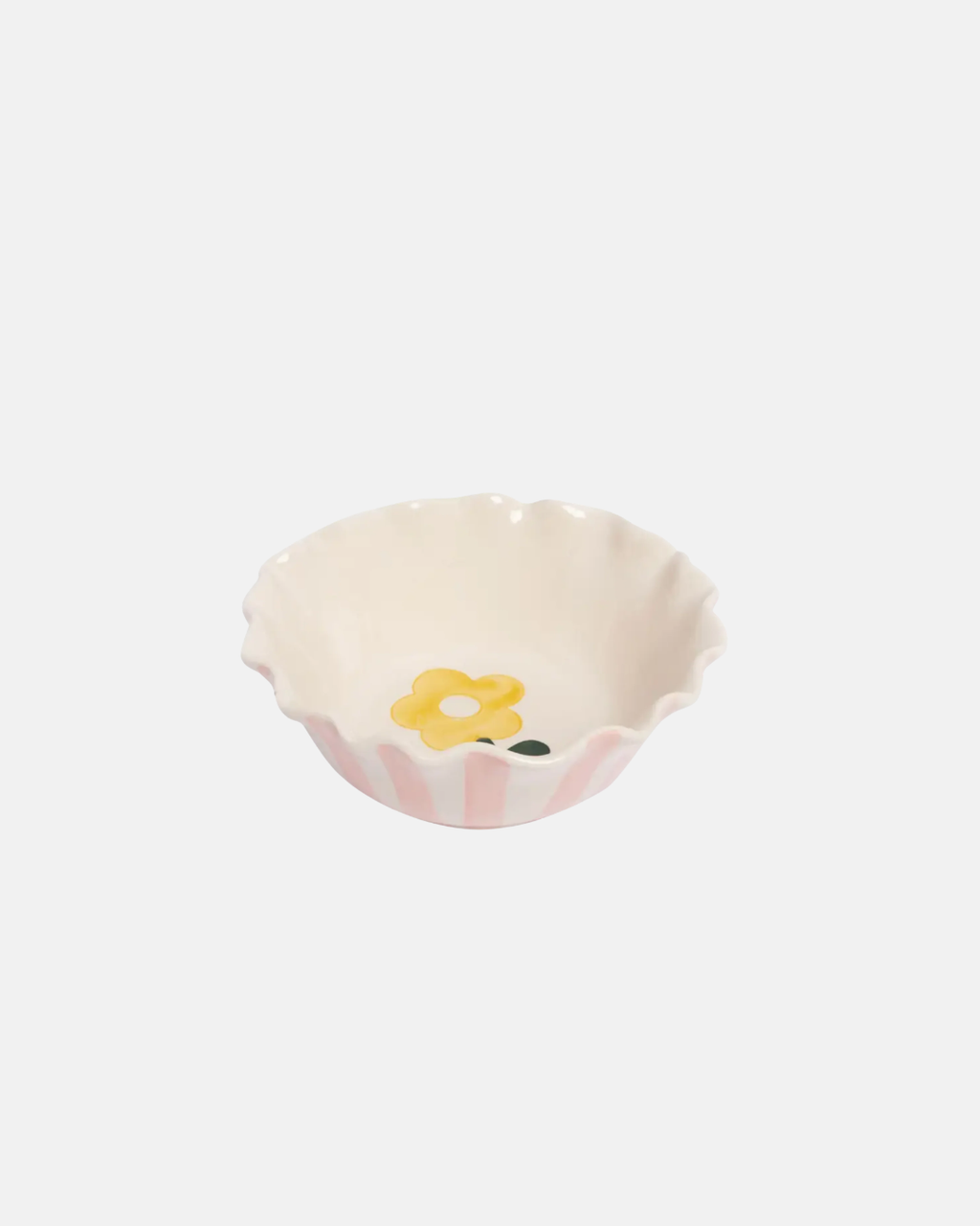 Caroline Gardner Striped Frilly Bowl in Pink Flower