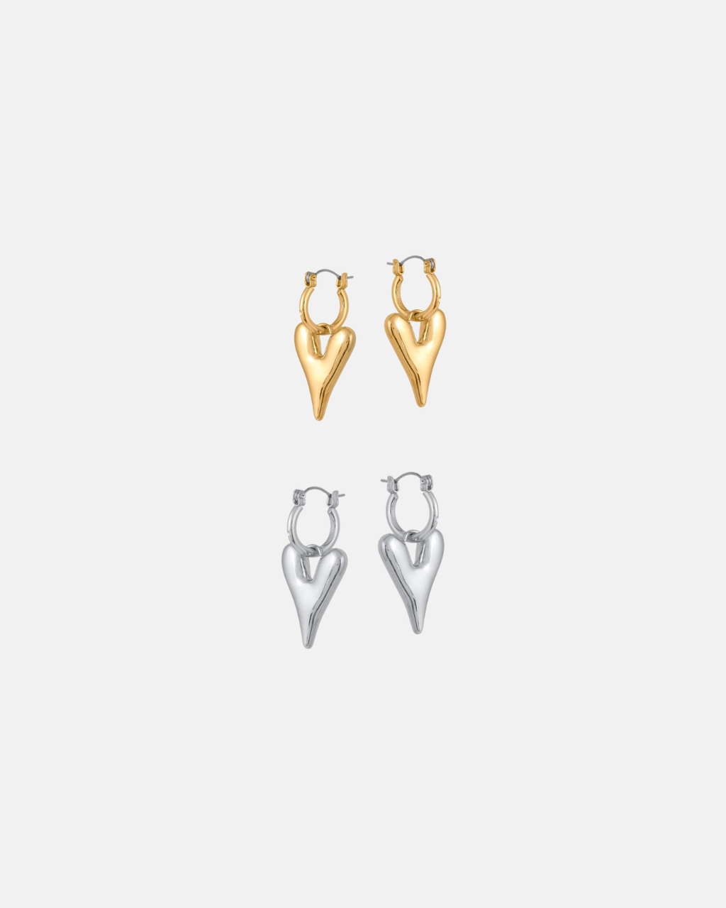 Big Metal London Daria Puff Heart Hoop Earrings in Silver or Gold Plated
