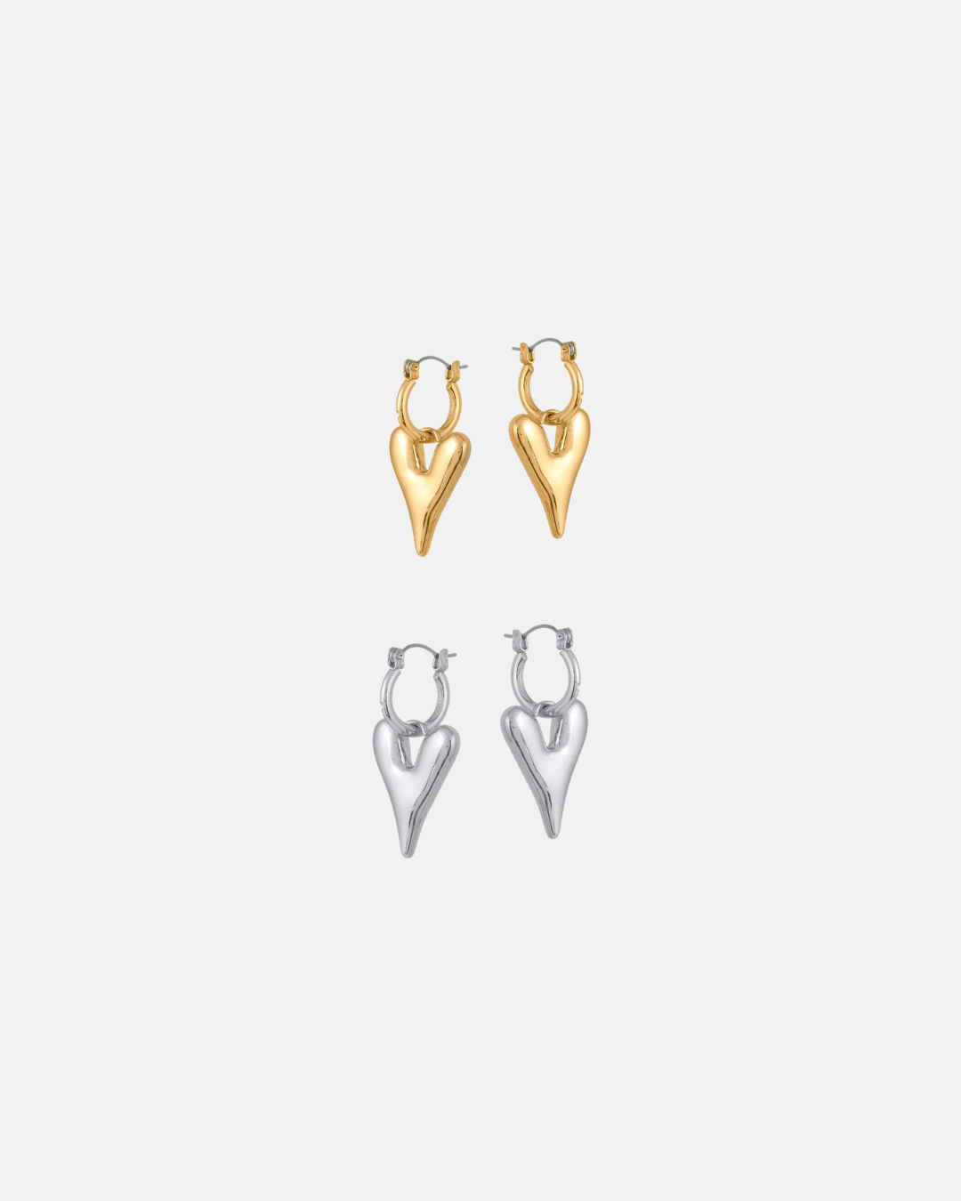 Big Metal London Daria Puff Heart Hoop Earrings in Silver or Gold Plated