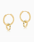 Big Metal London Mallorca Huggie Earrings in Gold with Blue Stones