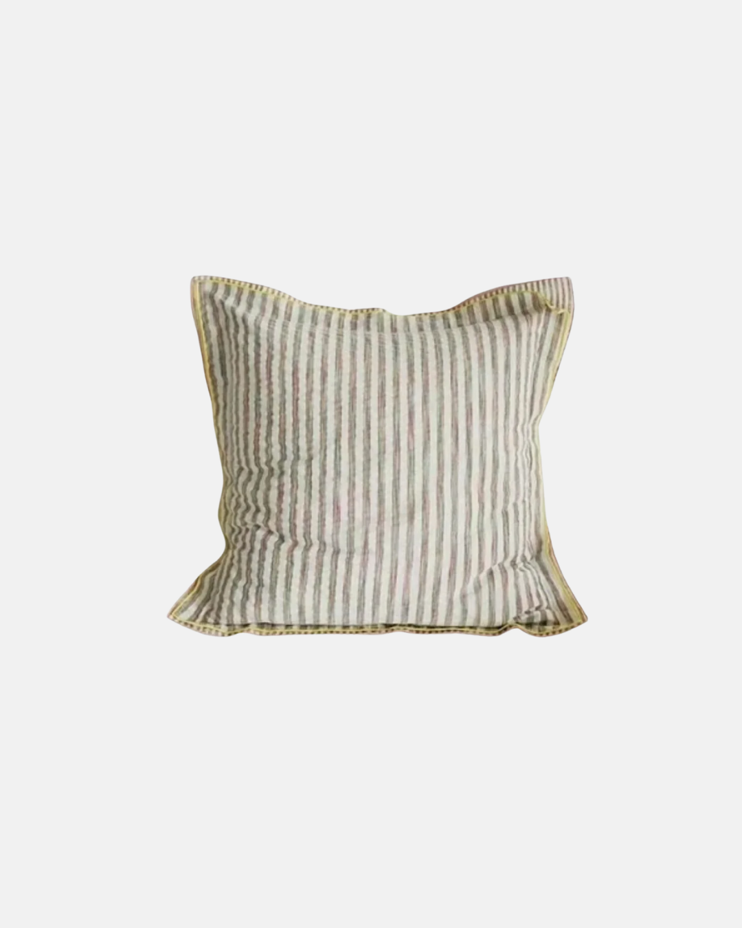 LIAN Scalloped Edge Cotton Cushion in Olive & Clay