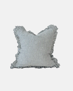 Ellenvale Ruffled Edge Hallie Ruffled Linen Cushion Navy Stripe 45 x 45cm