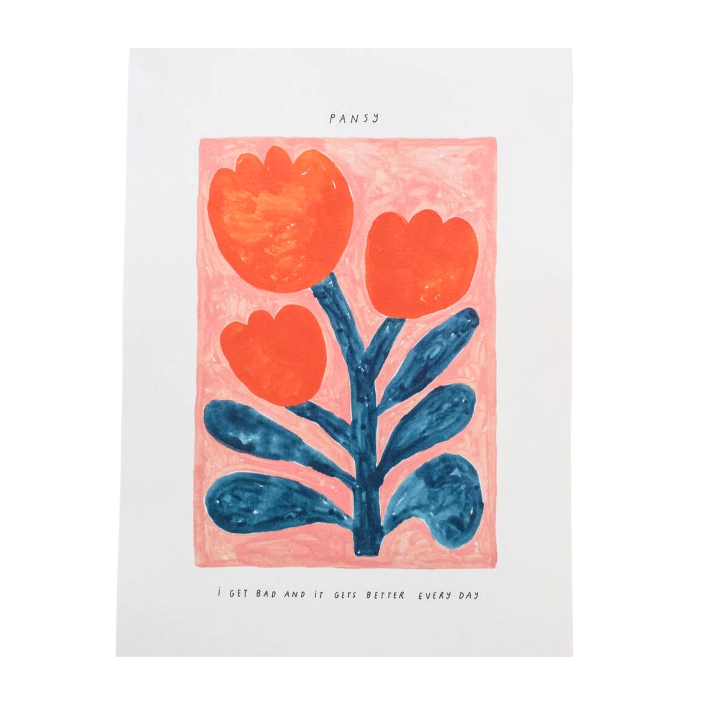 Giant Pansy 'It Gets Better Everyday' A3 Wall Art Print