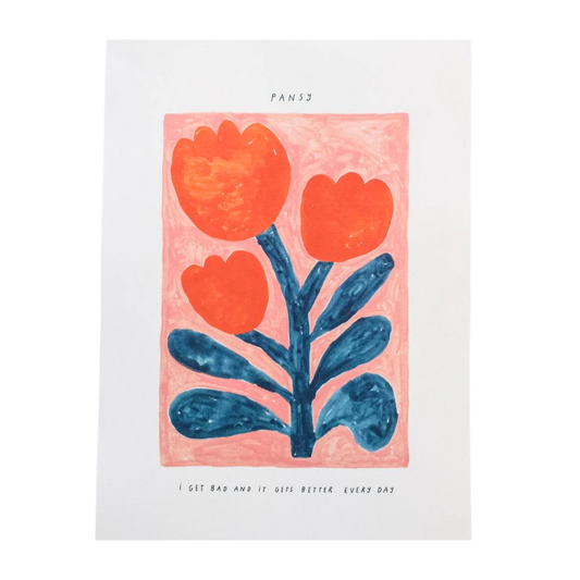 Giant Pansy 'It Gets Better Everyday' A3 Wall Art Print