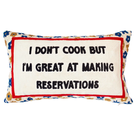 Pillow Drop 'I Don't Cook' Needlepoint Scatter Cushion