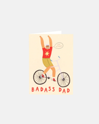 Little Black Cat Badass Dad Cycling Greeting Card