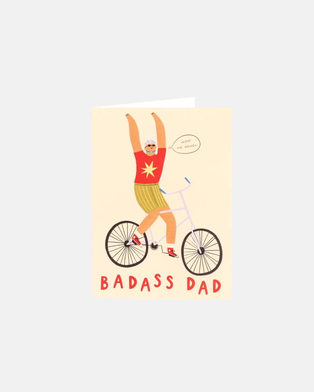 Little Black Cat Badass Dad Cycling Greeting Card