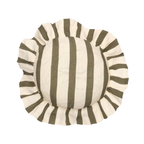 Amuse La Bouche Round Cushion in Olive & Ivory Thin Stripe