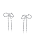 Big Metal London Celine Bow Dangle Stud Earrings in Silver or Gold Plated
