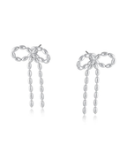 Big Metal London Celine Bow Dangle Stud Earrings in Silver or Gold Plated
