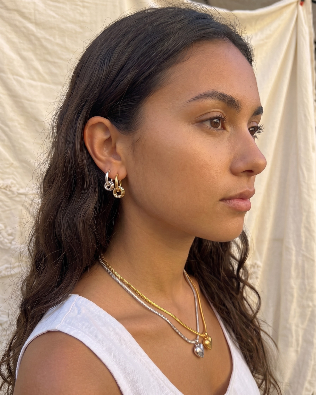 Big Metal London Mafalda Two Tone Earrings in Gold or Silver