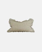 Ellenvale Hallie Ruffled Linen Cushion in Olive Stripe