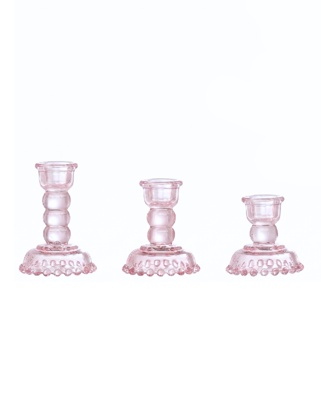 Bloomingville Dephia Glass Candle Holders in Pink in Various Sizes