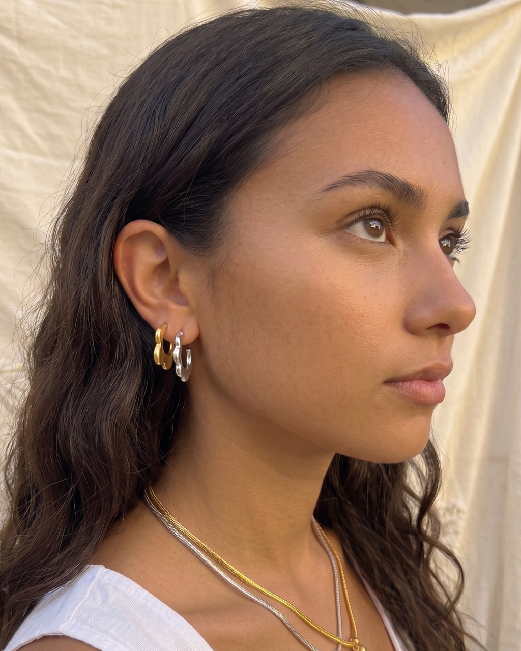 Big Metal London Camille Squiggle Hoop Earrings in Gold or Silver Plated
