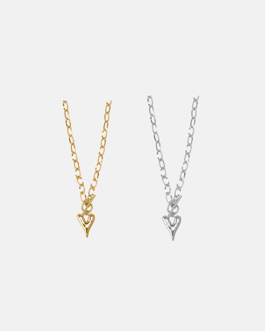 Big Metal London Daria Puff Heart Chain Necklace in Silver or Gold
