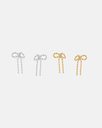 Big Metal London Celine Bow Dangle Stud Earrings in Silver or Gold Plated