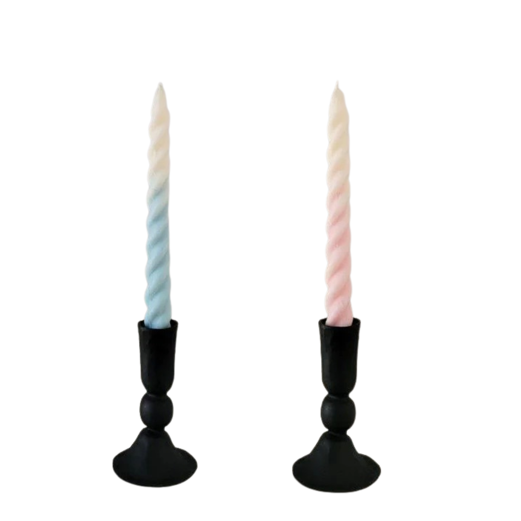 Soie Soy Wax Twirl Taper Candle in Ombre