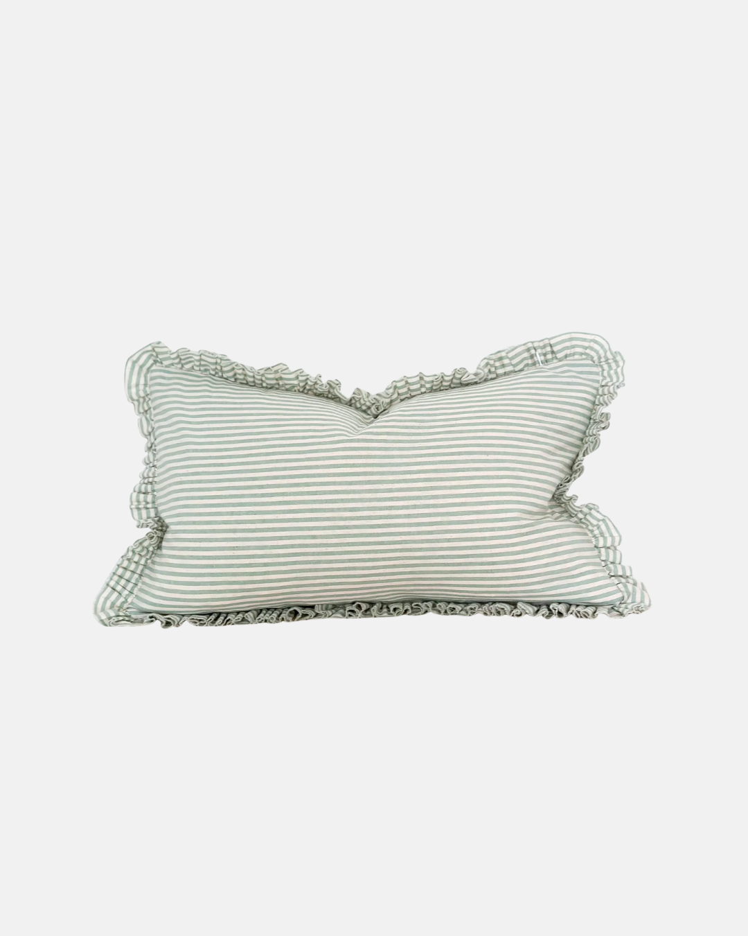 Ellenvale Darcy Ruffle Cotton Cushion Sage Green Stripe