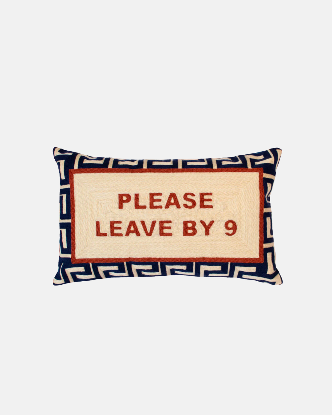 Pillow Drop 'Please Leave By 9' Needlepoint Scatter Cushion