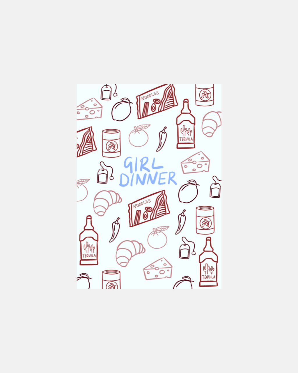 Peak Prints Girl Dinner Wine and Food Print