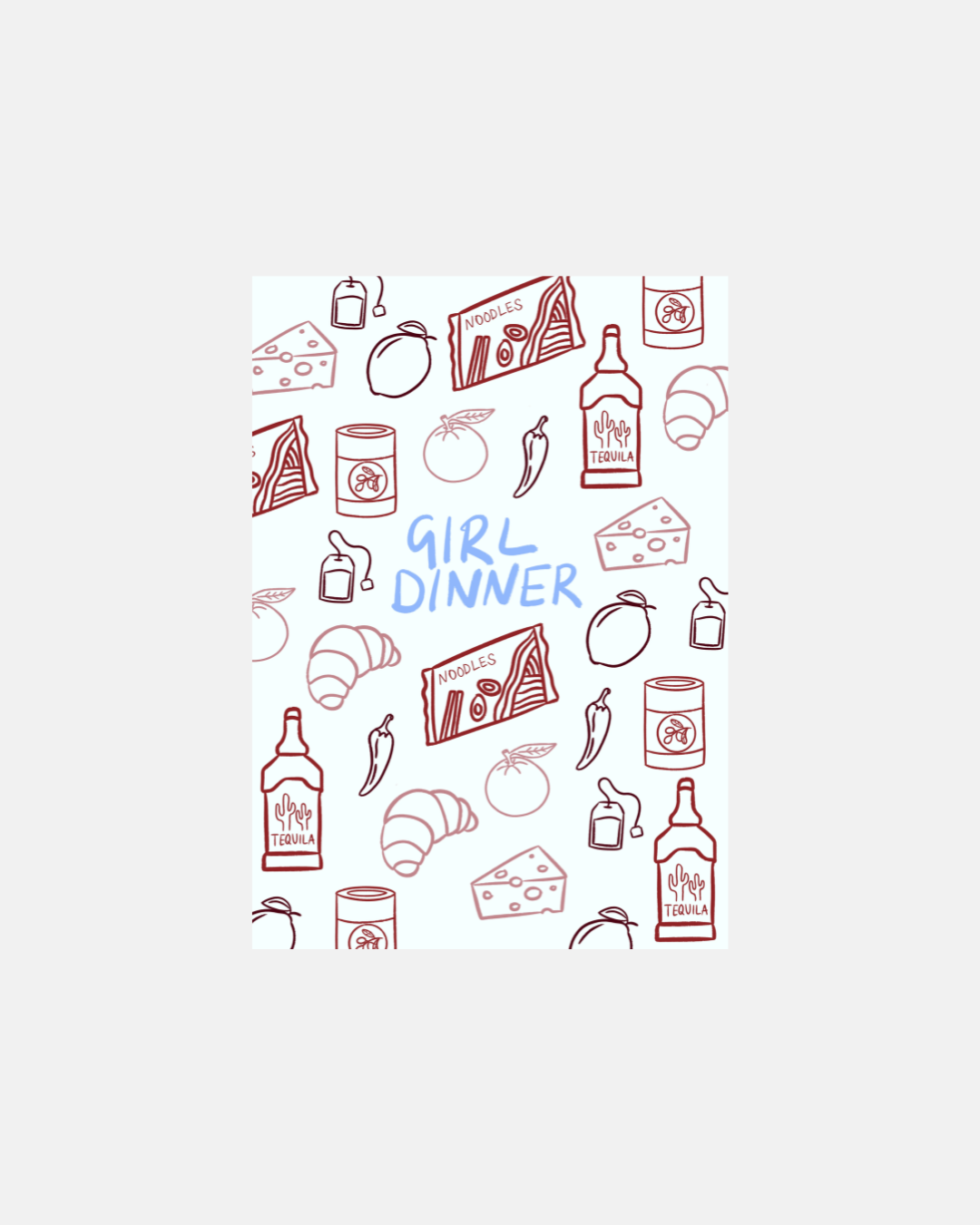 Peak Prints Girl Dinner Wine and Food Print