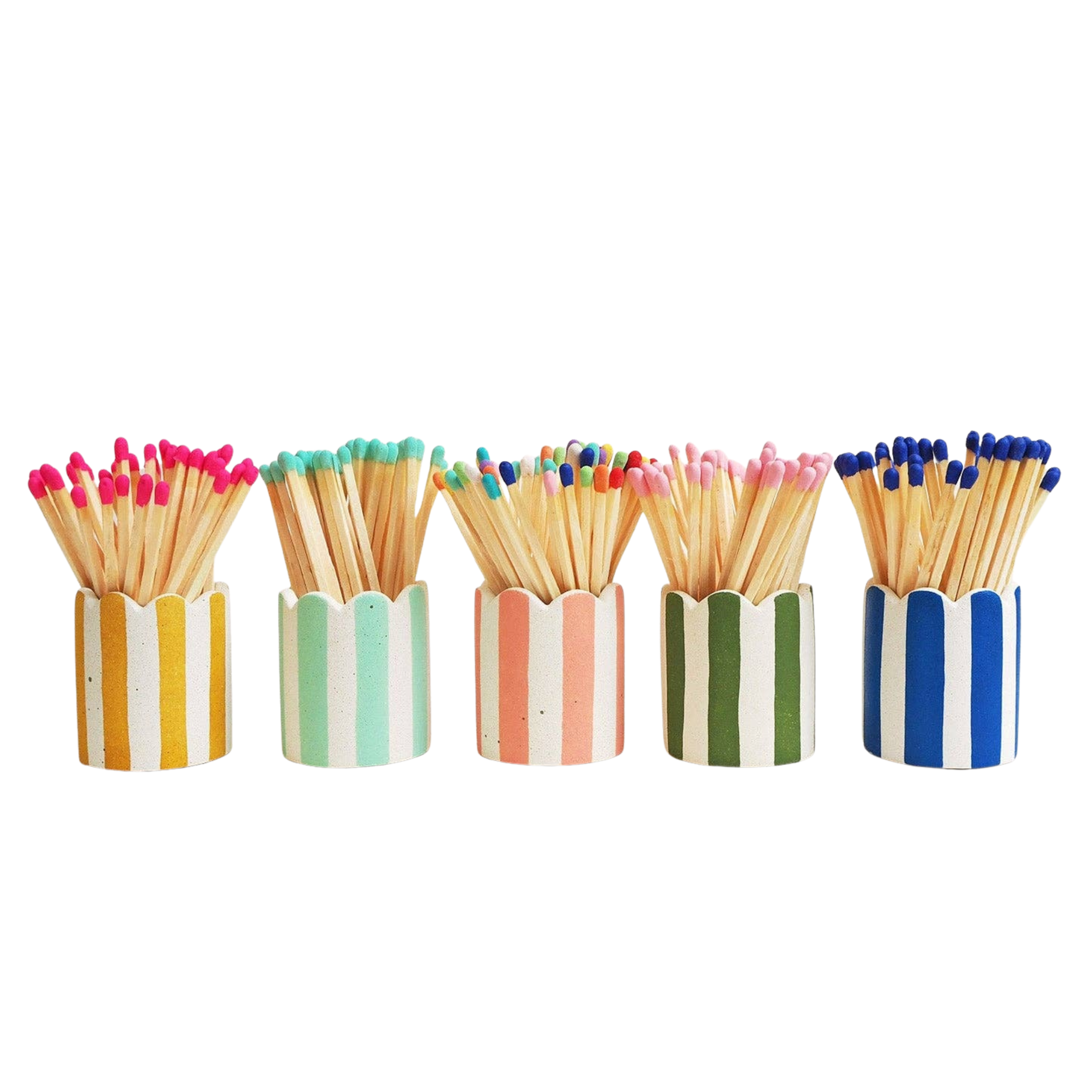 Hello Marilu Stripy Match Stick Holders in Various Colours
