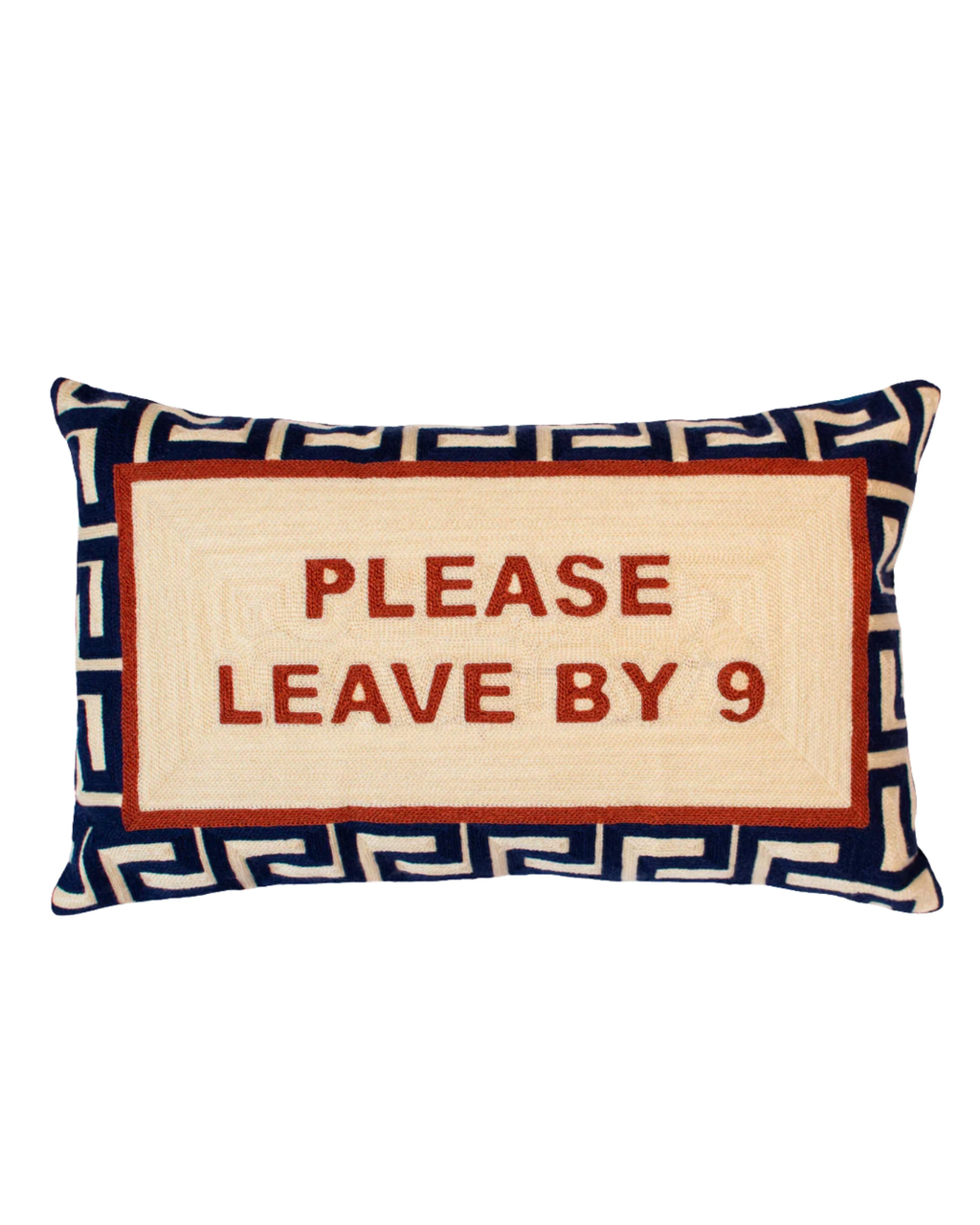 Pillow Drop 'Please Leave By 9' Needlepoint Scatter Cushion