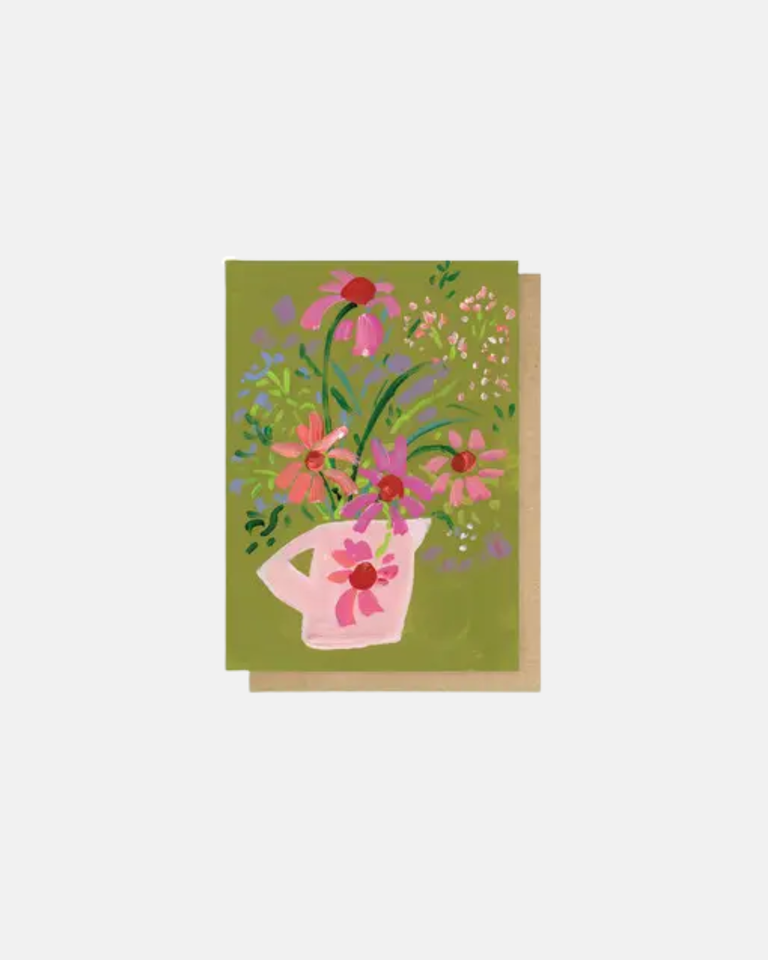 East End Prints Wildflowers On Green Floral Greeting Card