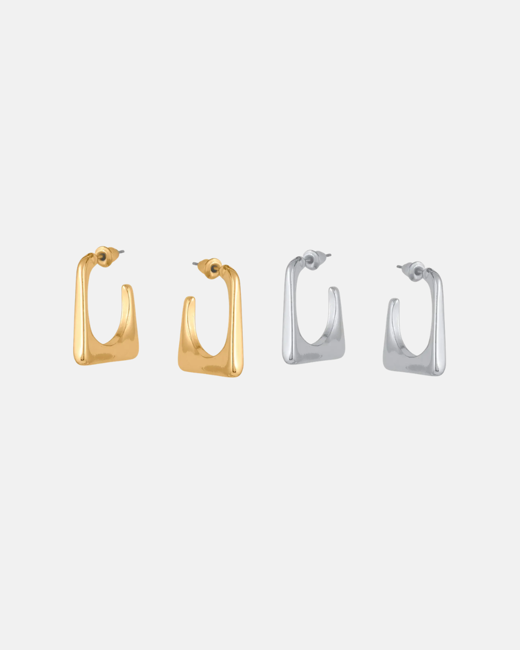 Big Metal London Hortense Organic Shape Earrings in Gold or Silver Plated