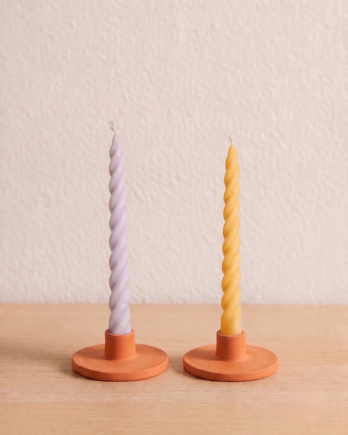 Soie Soy Wax Twirl Taper Candle in Various Colours