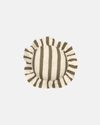 Amuse La Bouche Round Cushion in Olive & Ivory Thin Stripe