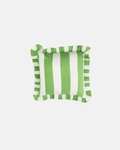Casa Green Cabana Stripe Ruffled Cushion Cover