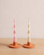 Soie London Ribbon Candle Sticks in Vanilla or Blush Pink