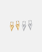 Big Metal London Daria Puff Heart Hoop Earrings in Silver or Gold Plated