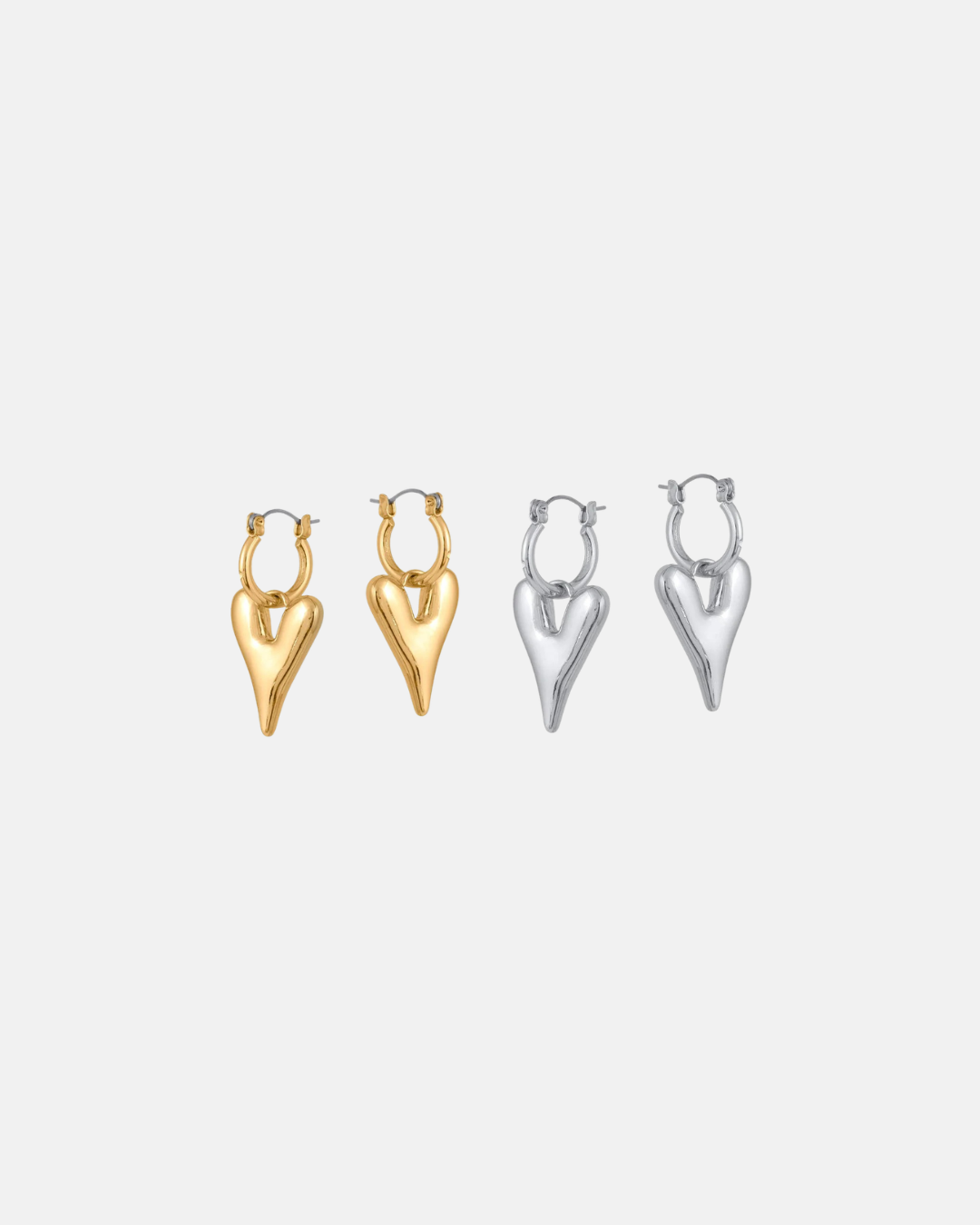 Big Metal London Daria Puff Heart Hoop Earrings in Silver or Gold Plated