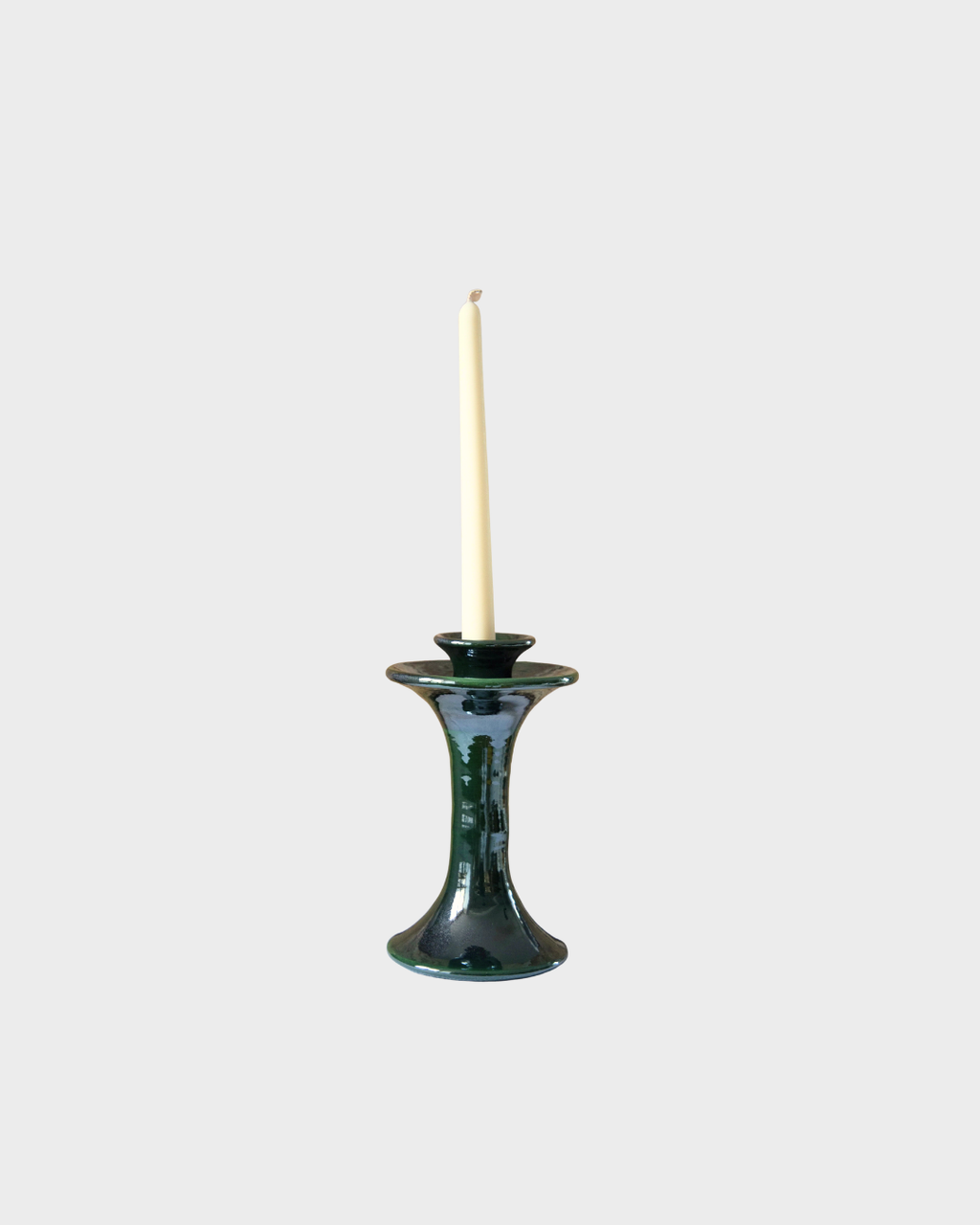 Roca Caus Dark Green Handmade Ceramic Candle Holder