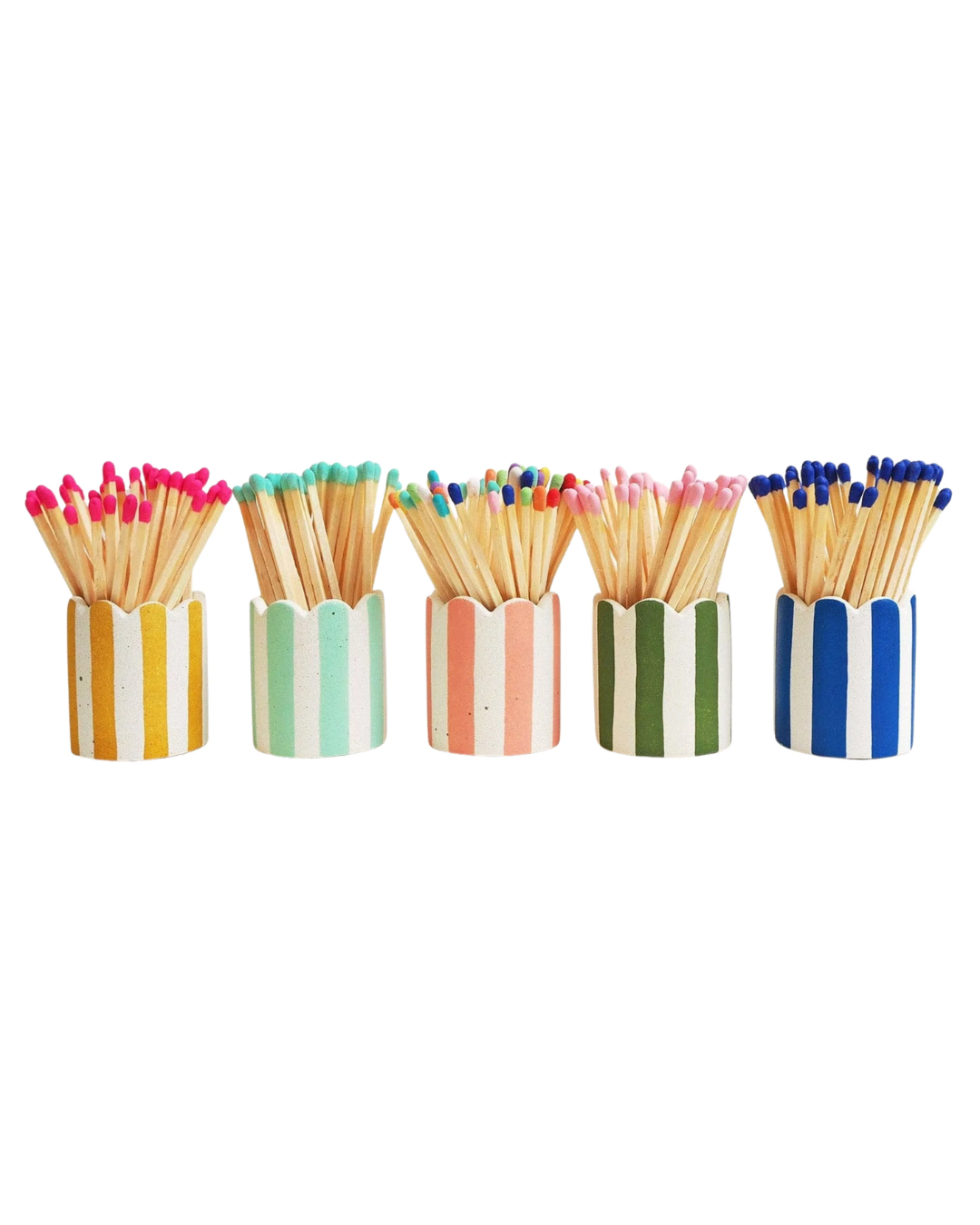 Hello Marilu Stripy Match Stick Holders in Various Colours