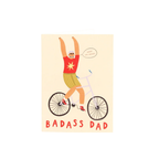 Little Black Cat Badass Dad Cycling Greeting Card