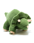 Best Years Knitted Triceratops Dinosaur Baby Rattle in Moss Green