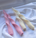 Soie London Ribbon Candle Sticks in Vanilla or Blush Pink
