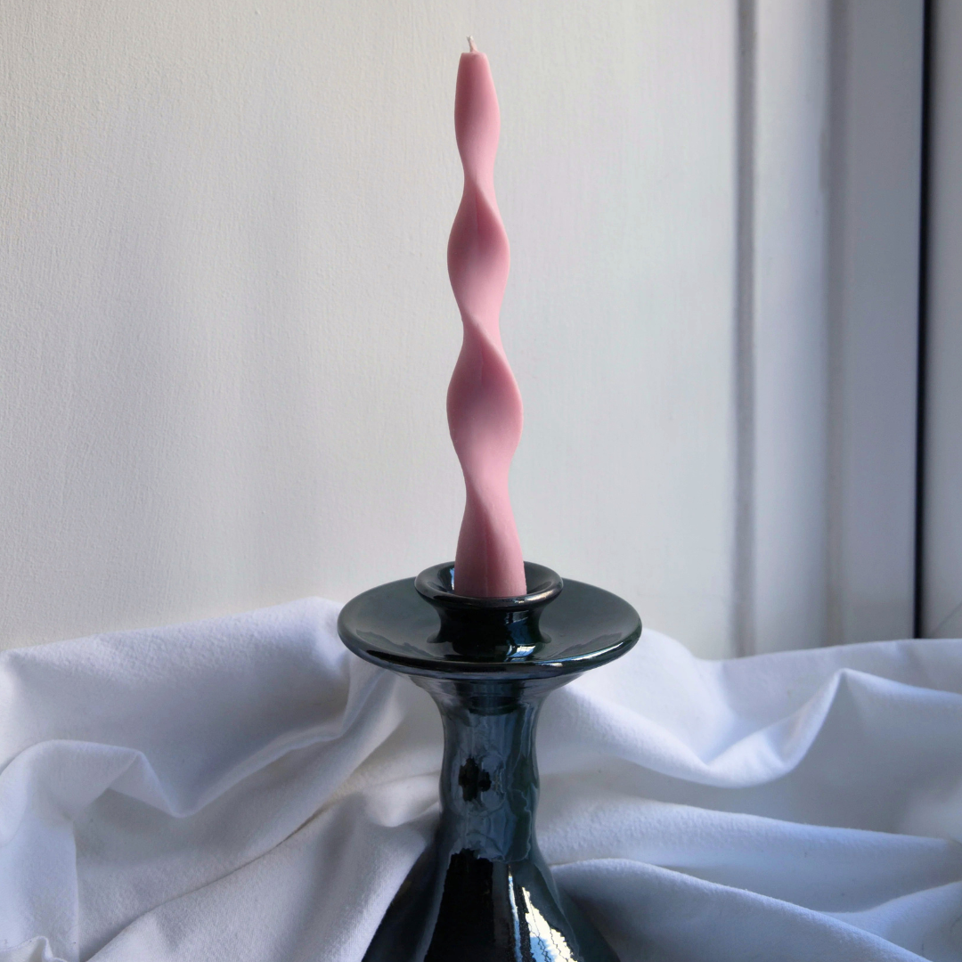 Soie London Ribbon Candle Sticks in Vanilla or Blush Pink