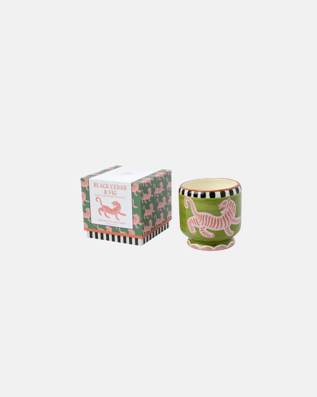 Paddywax A Dopo Tiger Ceramic Candle Black Cedar & Fig