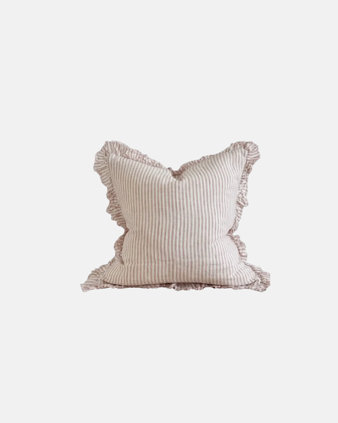 Ellenvale Ruffled Edge Hallie Ruffled Linen Cushion Pink Stripe 45 x 45cm
