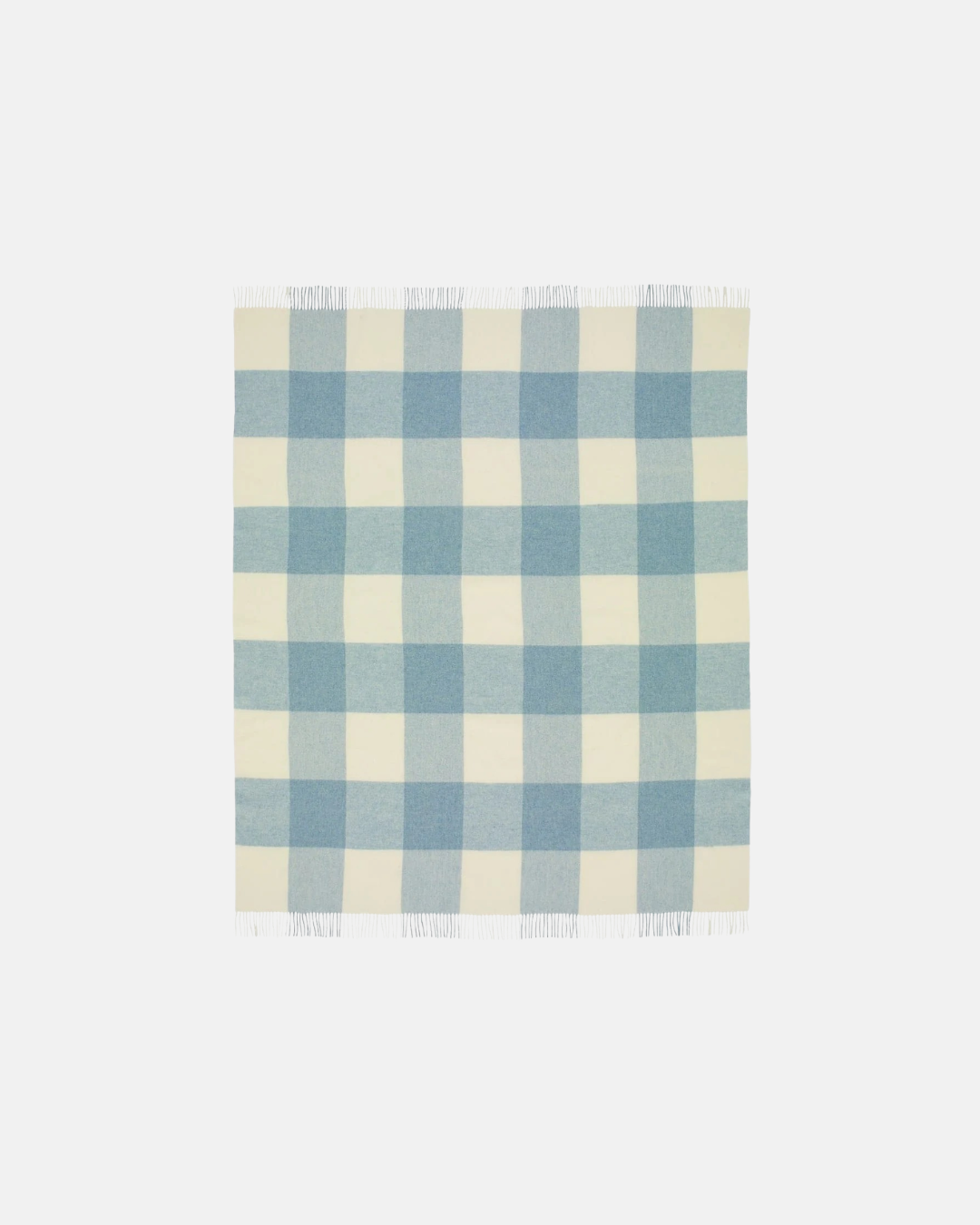 Casa Lucy Sky Blue Checker Merino Wool Throw Blanket