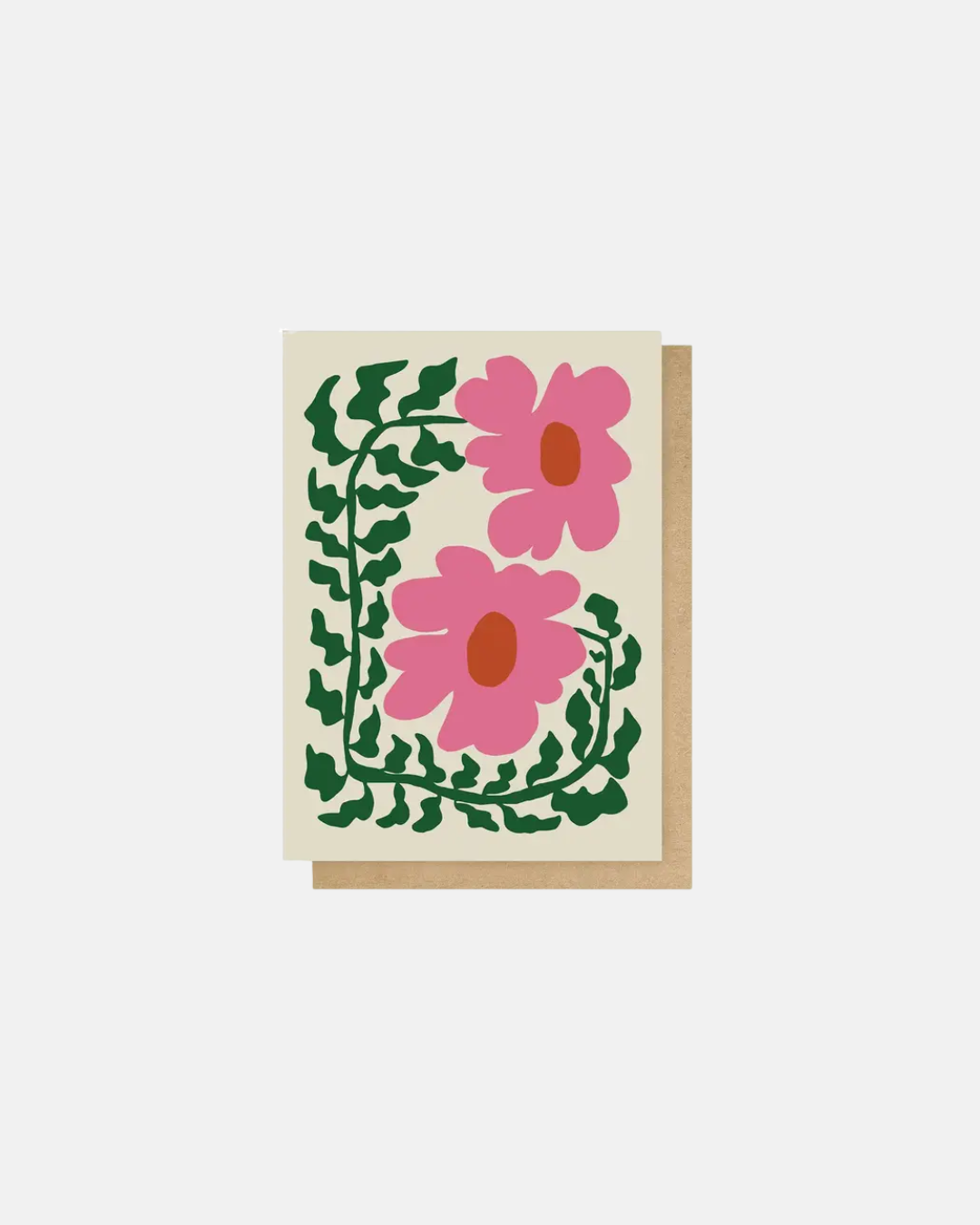 East End Prints Fern and Pink Poppy Greeting Card