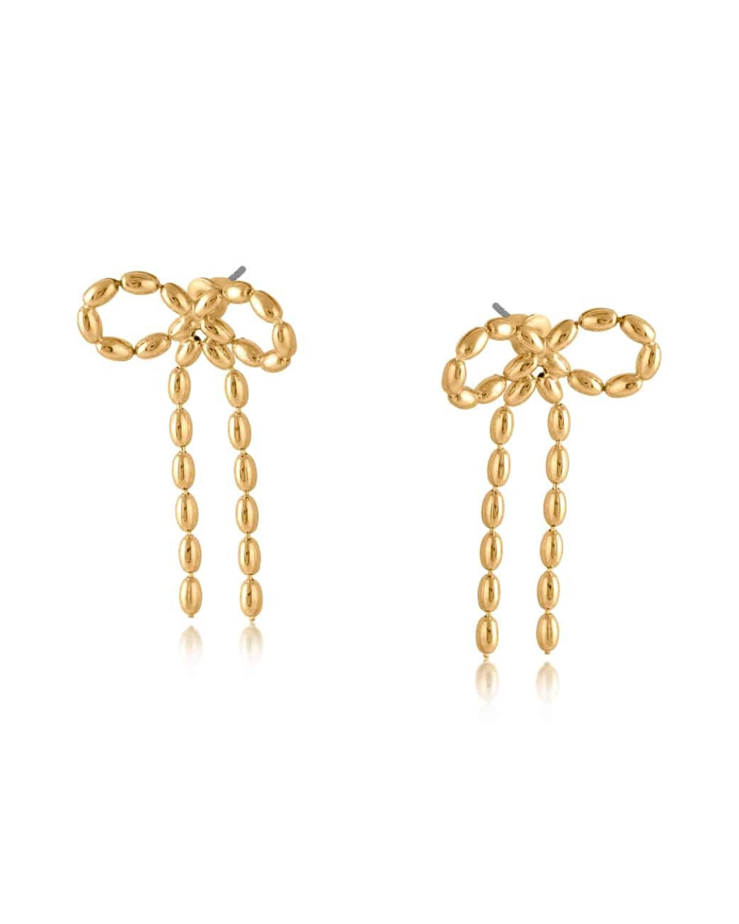 Big Metal London Celine Bow Dangle Stud Earrings in Silver or Gold Plated