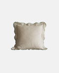 LIAN Scalloped Edge Cotton Cushion in Green & Beige