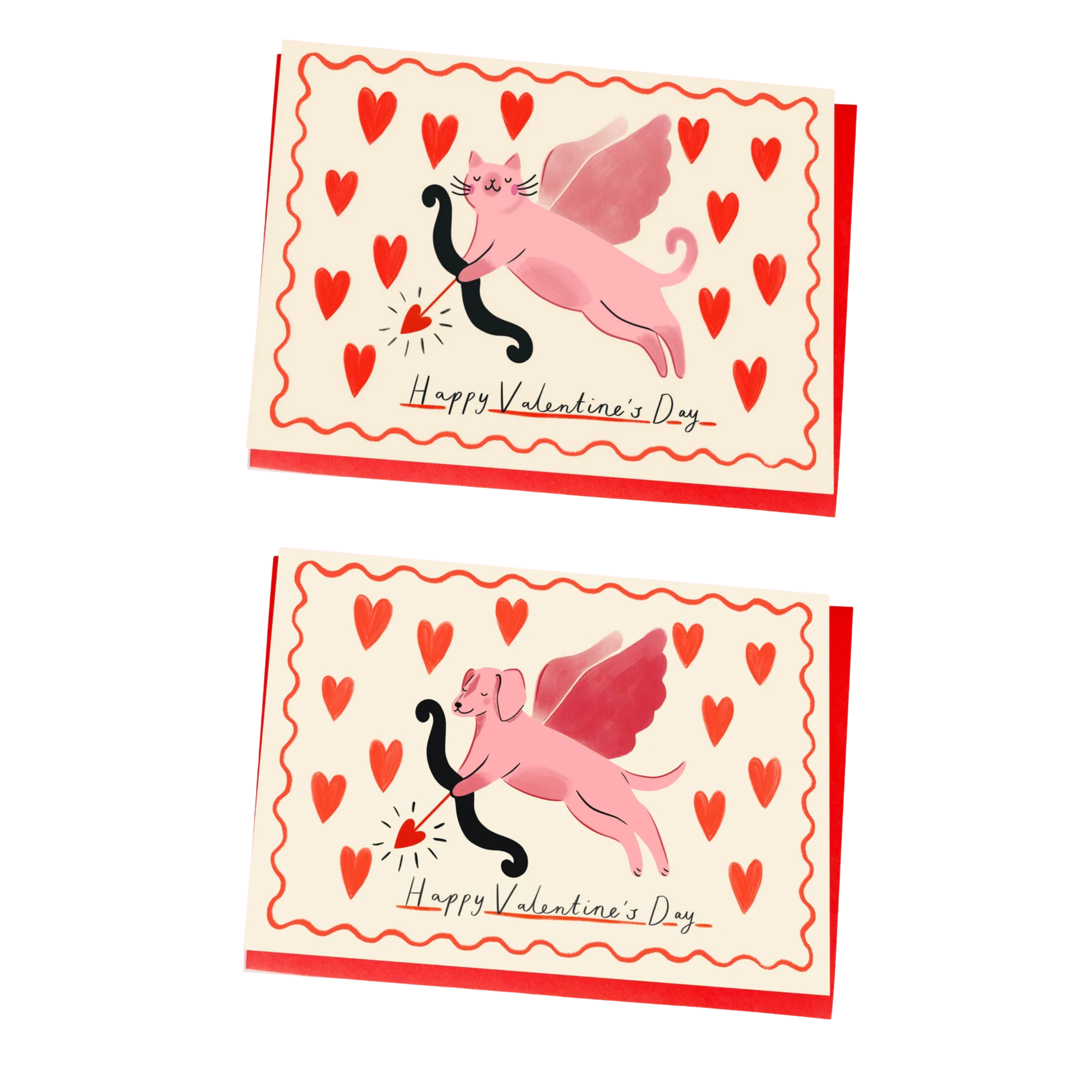 Kitty Kenda Happy Valentines Day Cat / Dog Cupid Greeting Card