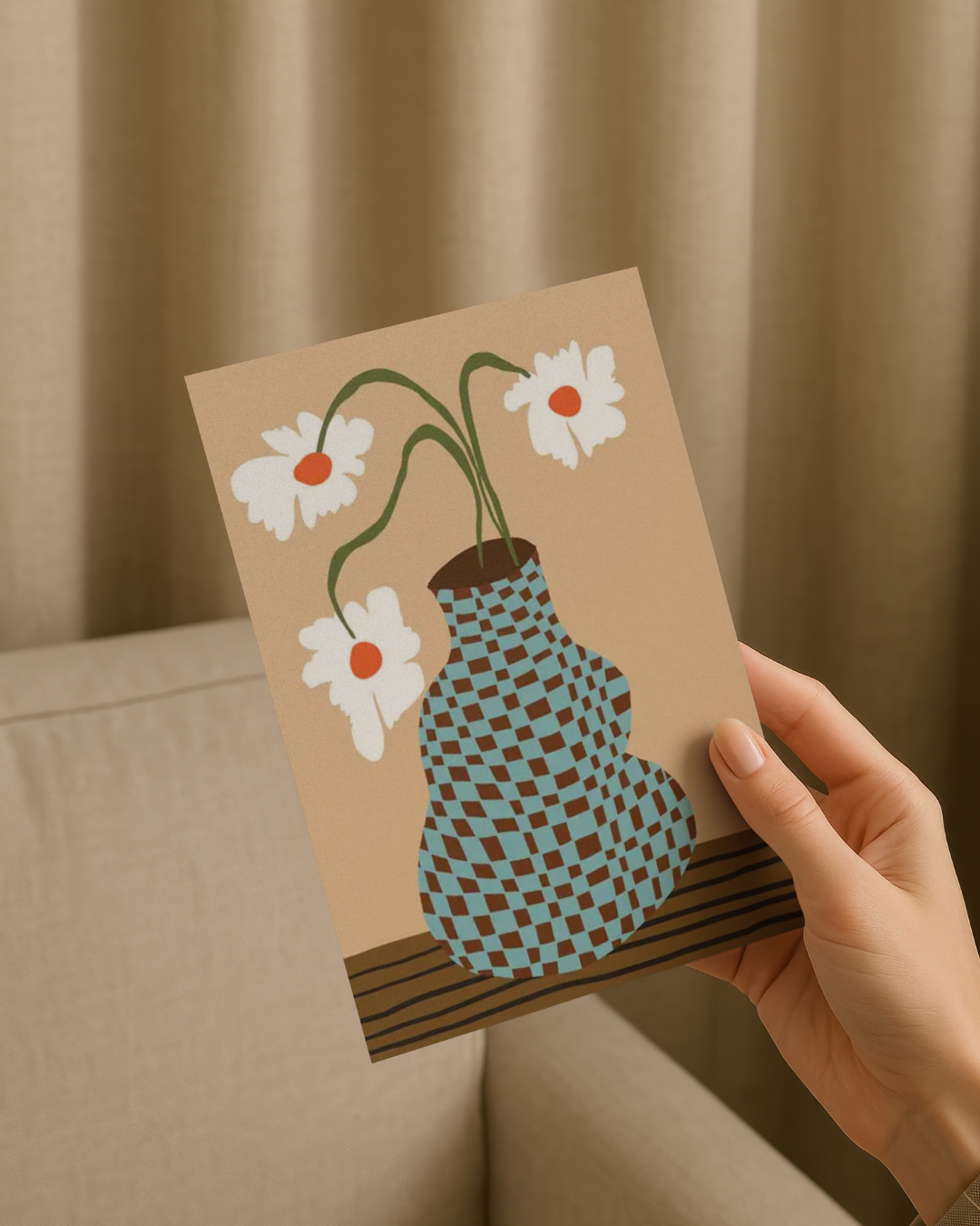East End Prints Party Floral Pottery Greeting Card